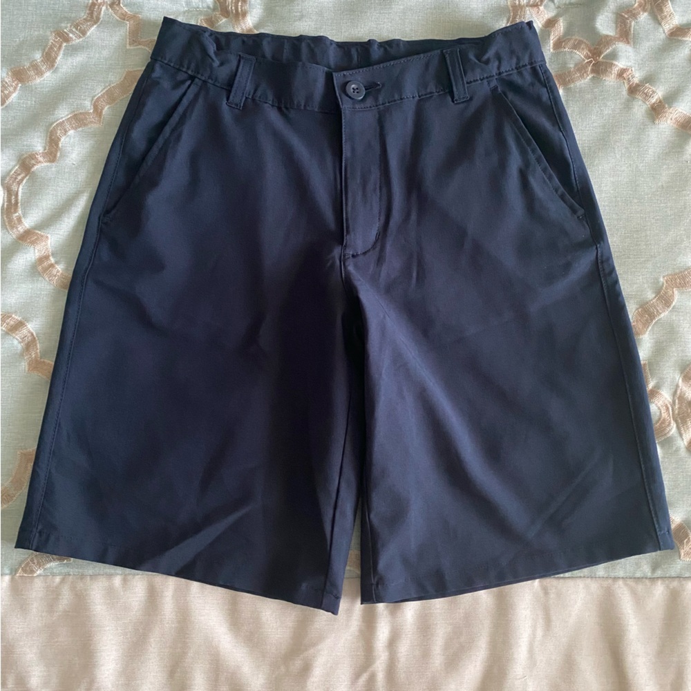 Izod Flat Front Performance Shorts, Boys Size 14, Adjustable Waist, Navy